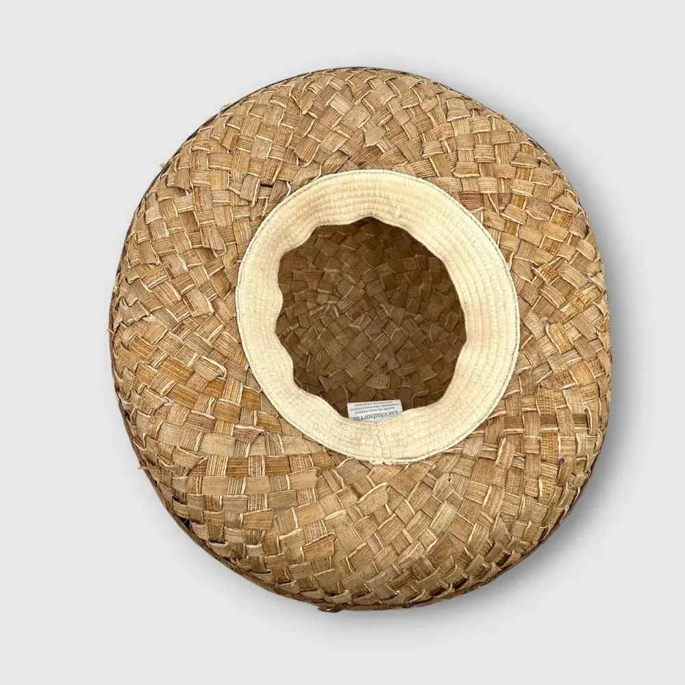 Vintage Liz Claiborne Wide Brim Woven Straw Sun Hat Brown Two-Tone Tassel Band - Picture 3 of 5